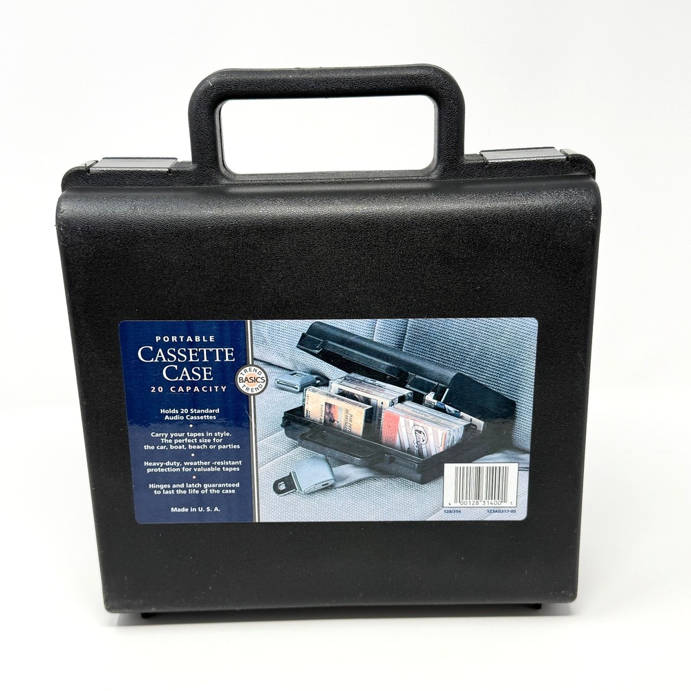Trend Basics Cassette Tape Carrying Case 20 Capacity Hard Plastic Black USA